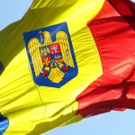 Drapel Stema Romaniei imprimata, satin