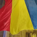 Drapel Stema Romaniei imprimata, brodata, satin